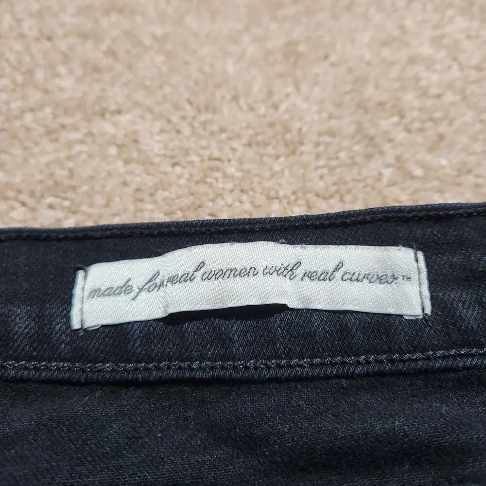 NYDJ Jeans Women 14P Black Mid Rise Bootcut Studded Back Pockets Made In USA